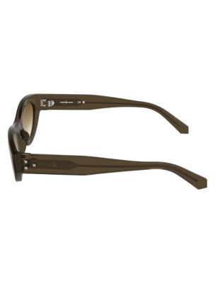 Женские солнцезащитные очки Calvin Klein Oval Sunglasses, цвет: Прозрачный коричневый — фото 2