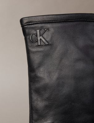Мужские перчатки Calvin Klein Leather Monogram Logo Gloves, цвет: Чёрный — фото 3