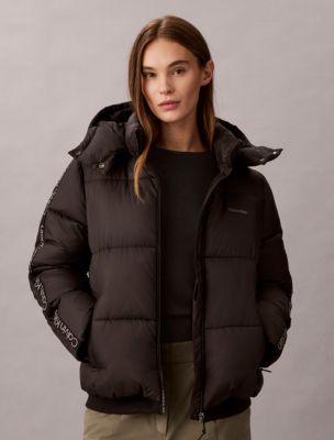Женская куртка Calvin Klein Logo Tape Puffer, цвет: Чёрный — фото 2