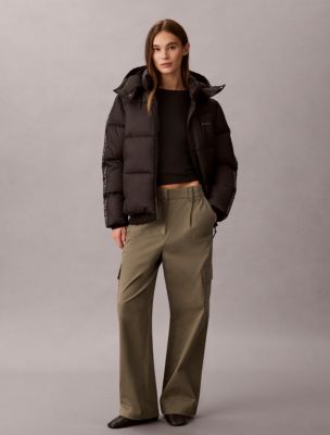 Женская куртка Calvin Klein Logo Tape Puffer, цвет: Чёрный — фото 1