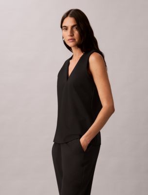 Женский топ Calvin Klein High Twist Compression с V-образным вырезом, цвет: Чёрный — фото 4