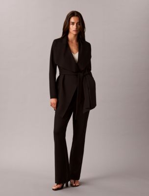 Женский жакет Calvin Klein High Twist Compression с поясом, цвет: Чёрный — фото 3