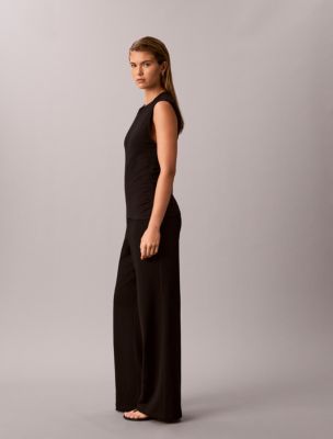 Женские широкие брюки Calvin Klein High Twist Compression без застежки, цвет: Чёрный — фото 2