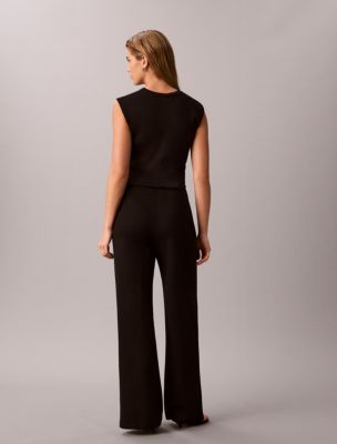Женские широкие брюки Calvin Klein High Twist Compression без застежки, цвет: Чёрный — фото 4