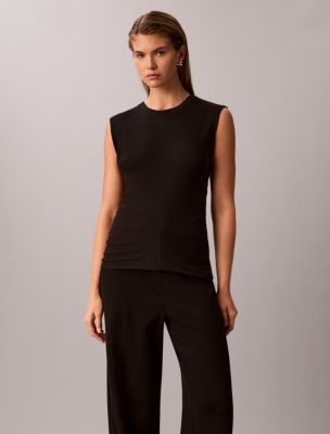 Женские широкие брюки Calvin Klein High Twist Compression без застежки, цвет: Чёрный — фото 5