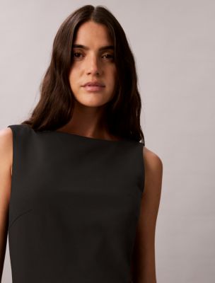 Женское расклешенное платье Calvin Klein без рукавов из эластичной ткани, цвет: Чёрный — фото 3