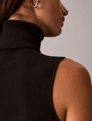 Женский свитер Calvin Klein с драпировкой и воротником-стойкой, цвет: Чёрный — фото 5
