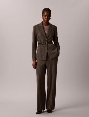 Женские широкие брюки Calvin Klein в елочку, без застежки, цвет: Чёрный разноцветный — фото 4