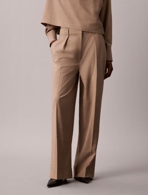 Женские широкие брюки Calvin Klein из эластичной ткани с манжетами, цвет: Железный меланжевый — фото 3