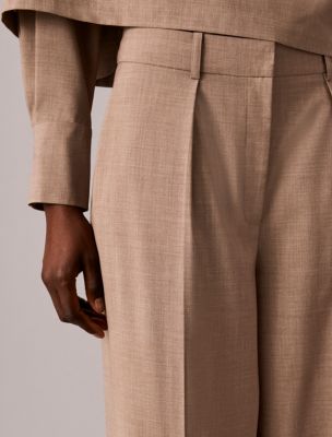 Женские широкие брюки Calvin Klein из эластичной ткани с манжетами, цвет: Железный меланжевый — фото 4