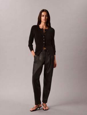 High Rise Barrel Leg Pants, Black