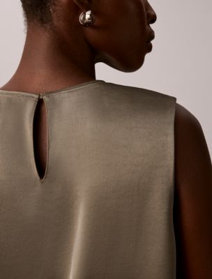 Женский топ Calvin Klein из двухсторонней атласной ткани, цвет: Железный — фото 3
