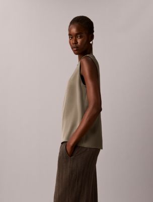 Женский топ Calvin Klein из двухсторонней атласной ткани, цвет: Железный — фото 4