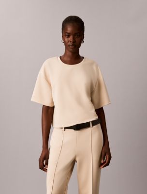 Женская мягкая футболка Calvin Klein Boxy свободного кроя, цвет: Abalone — фото 1