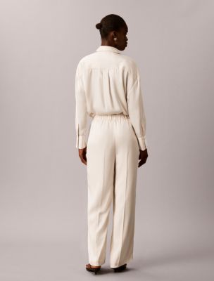 Женские брюки Calvin Klein Satin Stripe Pull-On Wide Leg Pant, цвет: Морская соль — фото 2