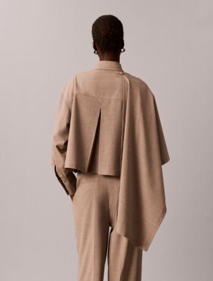 Женская рубашка Calvin Klein с драпировкой-шарфом на пуговицах, цвет: Железный меланжевый — фото 5