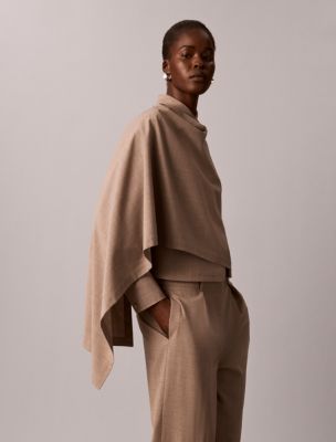 Scarf Draped Button-Down Shirt, Iron Melange