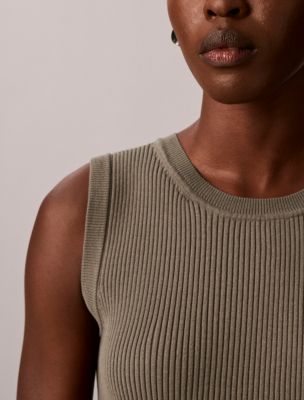 Женский свитшот Calvin Klein в рубчик с круглым вырезом, цвет: Железный — фото 6