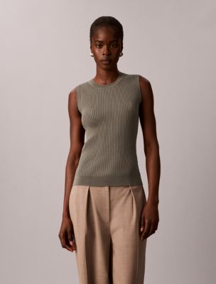 Rib Crewneck Tank Top, Iron