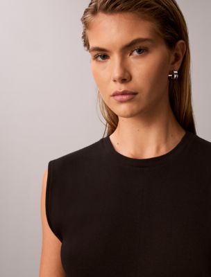 Женская майка Calvin Klein со сборками по бокам, цвет: Чёрный — фото 2