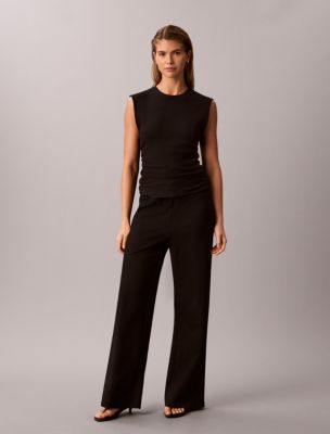 Женская майка Calvin Klein со сборками по бокам, цвет: Чёрный — фото 3