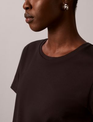 Женская хлопковая свитшоты Calvin Klein с круглым вырезом, цвет: Чёрный — фото 2