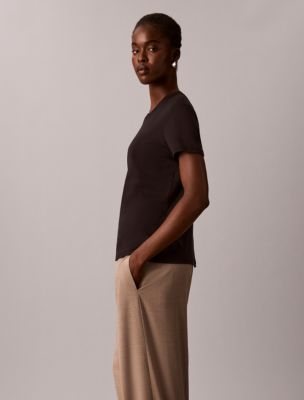 Женская хлопковая свитшоты Calvin Klein с круглым вырезом, цвет: Чёрный — фото 3