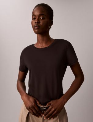 Женская хлопковая свитшоты Calvin Klein с круглым вырезом, цвет: Чёрный — фото 5