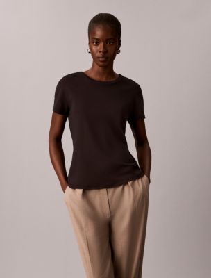 Cotton Crewneck Tee, Black