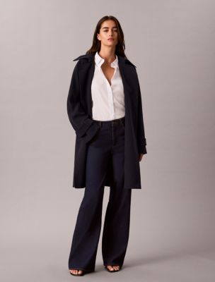 Cavalry Twill Belted Trench Coat, True Navy
