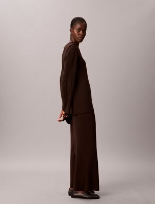 Женский свитер Calvin Klein из трикотажа без застежки, цвет: Тёмный кофейный — фото 2