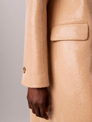 Женское пальто Calvin Klein Sequined Melton Overcoat, цвет: Palomino — фото 4