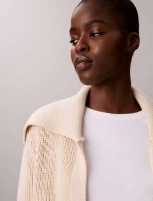Женский кардиган Calvin Klein с вязаным воротником, цвет: Морская соль — фото 4