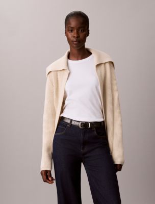 Stitch Collar Cardigan, Sea Salt