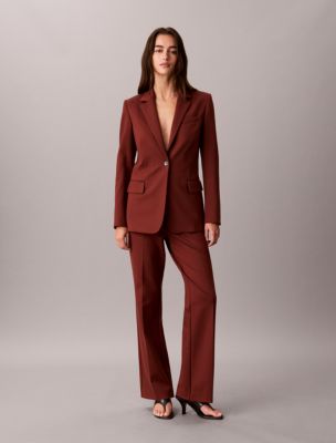 Женский жакет Calvin Klein High Twist Compression на одну пуговицу, цвет: Красное дерево красный — фото 2