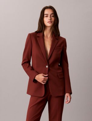 Женский жакет Calvin Klein High Twist Compression на одну пуговицу, цвет: Красное дерево красный