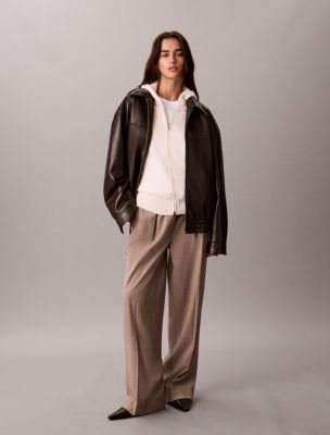 Женское худи Calvin Klein из трикотажа на молнии, цвет: Морская соль — фото 2
