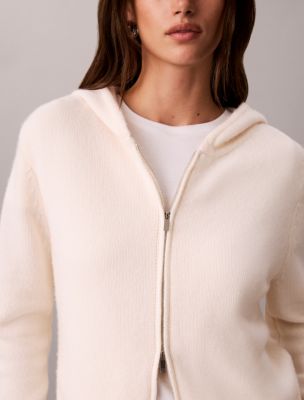 Женское худи Calvin Klein из трикотажа на молнии, цвет: Морская соль — фото 3