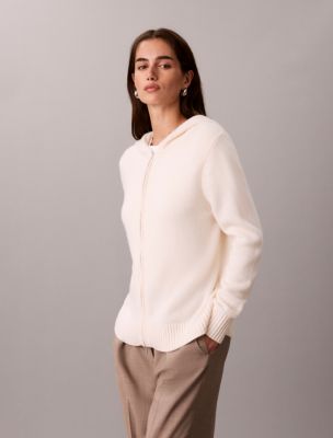 Женское худи Calvin Klein из трикотажа на молнии, цвет: Морская соль — фото 4