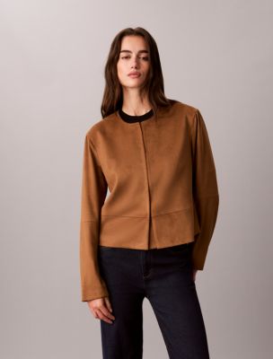Женская куртка Calvin Klein Soft Sueded Seamed, цвет: Седельно-коричневый — фото 1
