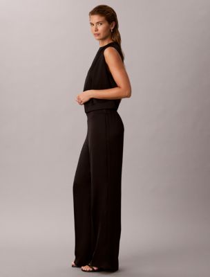 Женские брюки Calvin Klein Satin Pull-On Wide Leg, цвет: Чёрный — фото 4