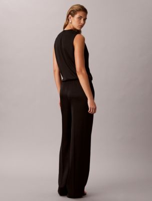 Женские брюки Calvin Klein Satin Pull-On Wide Leg, цвет: Чёрный — фото 5