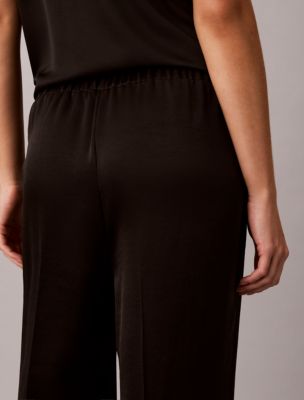Женские брюки Calvin Klein Satin Pull-On Wide Leg, цвет: Чёрный — фото 6