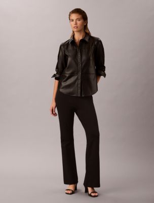 Женская рубашка Calvin Klein Panel Button-Front, цвет: Чёрный — фото 3