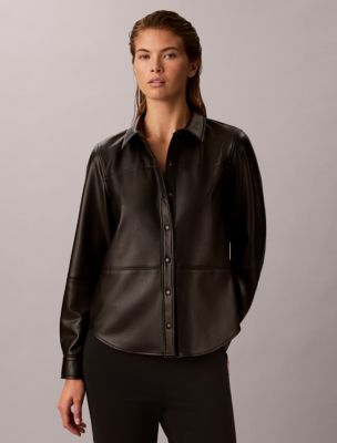 Panel Button-Front Shirt, Black