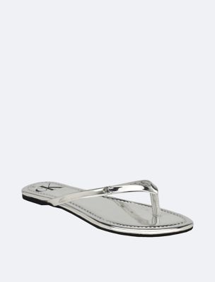Women's Solid T-Strap Sandal, Silver