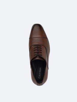 brown calvin klein dress shoes Calvin Klein Essential leather penny loafers in brown