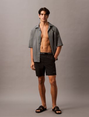 Logo Waistband Swim Shorts, Black
