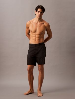 Solid 7" Swim Shorts, Black