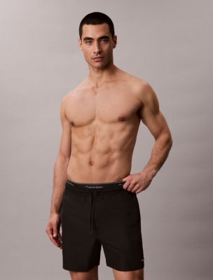 Мужские шорты Calvin Klein Icon Logo Double Waistband Swim Shorts, цвет: Чёрный — фото 2
